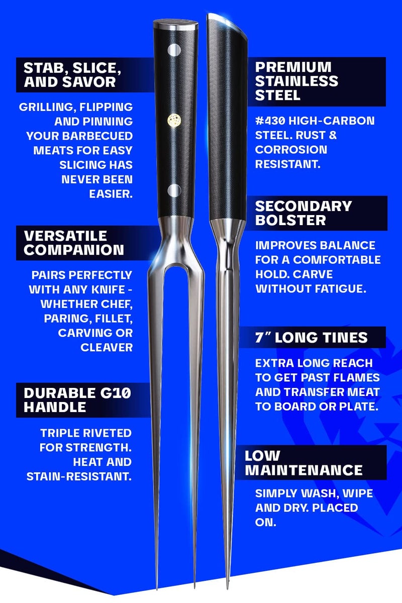 Dalstrong Meat Fork - 7 inch - The Impaler - Dual-Prong Carving & BBQ Fork - High Carbon Stainless Steel - G10 Garolite Handle - Professional Barbecue Carving Fork - Kitchen Utensils - Image 5